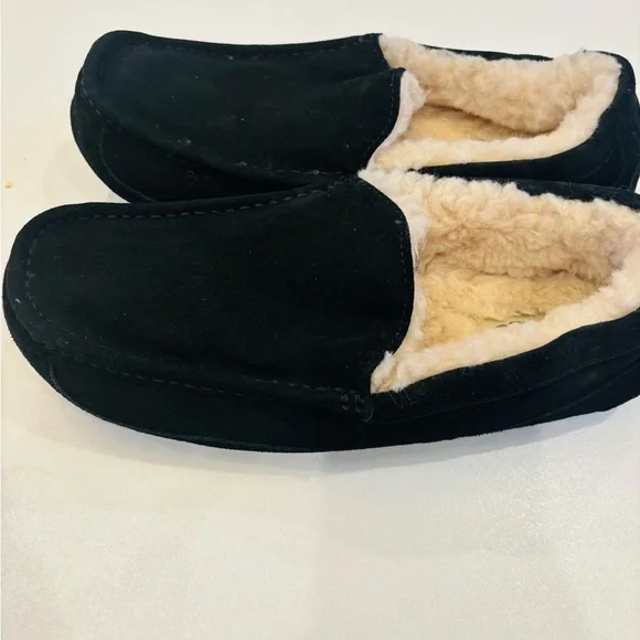 UGG Men’s Ascot Slippers in Black suede with UGGplush wool lining size 12 - Picture 5 of 8